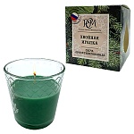 Свеча ароматизированная в стакане " РСМ " Хвойная иголка, 130*78,5мм, время горения 30часов, гланцевая картонная коробка