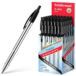 Ручка шариковая автоматическая " Erich Krause " R-301 Classic Matic черная 1,0мм рифленый держатель, прозрачный корпус