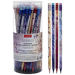 Карандаш ч/гр " Hatber " Darwin НВ с ластиком, ассорти, круглый, заточенный, в пластиковой тубе