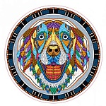 Картина алмазная " Рыжий кот " круглая d=24см Собачка, с частичным заполнением, камни разных форм