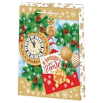 Пакет Новогодний бумажный " Мир открыток " 26*32,7*13,5см С новым годом! Часы, ламинированный