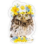 Украшение на скотче " Мир поздравлений " 150 Совушка в цветах, 150*150мм