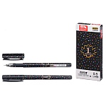 Ручка гелевая " Basir " Конфетти черная 0,5мм, толщина письма 0,25мм, игольчатый наконечник, корпус чёрного цвета с рисунком-цветные конфетти, картонная упаковка