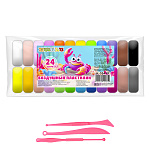 Воздушный пластилин " KWELT " 24цв, 180гр, инструменты для лепки, полиэтиленовая упаковка