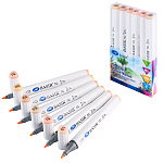 Набор маркеров для скетчинга " Basir "  6цв (телесные цвета ассорти) двухсторонние, 1,0-7,0мм, пулевидный/скошенный, треугольный корпус, в пластиковом боксе