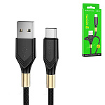 Кабель сетевой USB - Type-C " Borofone " BX92 Advantage черный, круглый, 1м, 3А, ткань, алюминий