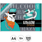 Альбом А4 12л " Феникс " Бультерьер, на скобе, обложка- мелованный картон, глянцевый УФ-лак, блок- офсет 120г/м2