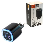 Блок питания сетевой " FaisON " C-100 Going чёрный, 3,0А, QC3.0, PD3.0, 20W, USB, Type-C, пластик (кабель в комплект не входит)