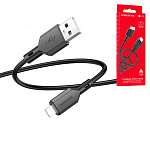 Кабель сетевой USB - Lightning " Borofone " BX70 Shengda чёрный, круглый, 1м, 2.4А, силикон