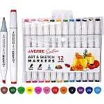 Набор маркеров для скетчинга " deVente " Emotion  12цв двухсторонние, 1,0-5,0мм, пулевидный/скошенный, трехгранный корпус, в пластиковом боксе