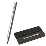 Ручка подарочная шариковая автоматическая " Bruno Visconti " Firenze синяя 1,0мм, толщина письма 0,7мм, поворотный механизм, металлический корпус, покрытие soft touch, цвет корпуса серебряный, металлический наконечник, металлический клип, черный картонный