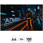 Альбом А4 12л " Феникс " Ночные мотоциклисты, на скобе, обложка- мелованный картон, сплошной глянцевый УФ-лак, блок- офсет 100г/м2