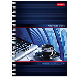 Записная книжка МАЛЫЙ ФОРМАТ А6 спираль 80л " Hatber " Офис, клетка, обложка - мелованный картон, 3 дизайна