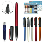 Ручка перьевая " KWELT " закрытое перо, поршневой конвертер для заправки чернилами, картридж с чернилами, цветной корпус - ассорти 5цв, картонная упаковка