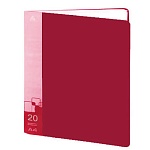 Папка 20файлов " Бюрократ " А4 красная, пластик 0,6мм, торцевой карман с бумажной вставкой