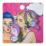 Набор значков " СТ " Неразлучники Поп-арт Подруги, 35*15мм, цветные в сером металле, 2шт