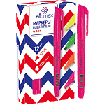 Текстовыделитель " Attomex " розовый 1-4мм, круглый корпус с клипом, скошенный наконечник