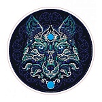 Картина алмазная " Рыжий кот " круглая d=24см Волк, с частичным заполнением, камни разных форм