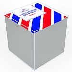 Блок бумаги " Attomex " 9*9*9см в прозрачной пластиковой подставке, непроклеенный, плотность 70г/м, 70% белизна