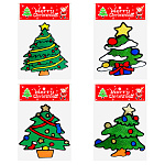 Наклейка " KWELT " Новогодняя- Ёлка, 14*15см, блестки, двусторонняя, многоразовая, ассорти (без возможности выбора дизайна), пакет, европодвес