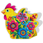 Упаковка для подарка " Мир поздравлений " 910 Пасха- Коробочка, петушок желтый в цветах, 120х115мм, УФ-лак глянцевый, картон
