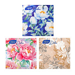 Салфетки бумажные 3-слойные " GrandPero " Deluxe микс Флора 20шт, 100% целлюлоза, 33*33см, на стрип-ленте-подвесе