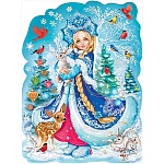 Плакат " Праздник " 946 А2 Новогодний- Снегурочка, пластизоль с блестками