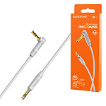 Кабель Aux Jack 3,5mm - Jack 3,5mm " Borofone " BL4 белый, круглый, боковой, 1м, силикон