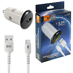 Зарядное устройство автомобильное FaisON " A-26 Lap белое, чёрная вставка, 3,0А, QC3.0, USB, пластик, кабель micro USB, 1м