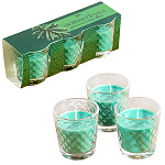 Набор ароматизированных свечей в стакане " РСМ " Хвойная иголка, 55*40мм, время горения 10часов, 3шт, в картонной упаковке