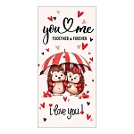 Конверт для денег " Мир открыток " 2-16 I love you! Ежики под зонтом, 168*83мм, блестки, рельеф