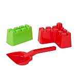 Песочный набор " Совтехстром " Крепость, в наборе: 2 формочки, совок, грабли, в сетке