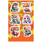 Наклейка " Мир открыток " 0-11 А6 Школьные зверята, 98*159мм