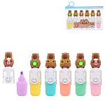 Набор текстовыделителей МИНИ 6цв, 1-3мм, пастель, Капибара " Basir " ПВХ упаковка