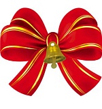 Бант оформительский с колокольчиком, картонный, красный с золотом, 10шт в упаковке