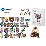 Пазлы деревянные " Basir " 185элементов Животные ассорти (без возможности дизайна) 30*40см, картонная упаковка 14*18см