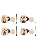 Кружка керамическая " KWELT " 400мл, Girl, крышка и ложка в комплекте, ассорти (без возможности выбора дизайна), картонная упаковка