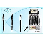 Ручка шариковая автоматическая " Piano " дисплей синяя 0,7мм, резиновый держатель, металлический наконечник, прорезиненный корпус, цвет корпуса - черный с синими полосками