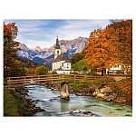 Картина алмазная " Рыжий кот " 30*40см Осень в горах, с частичным заполнением, без подрамника