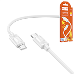 Кабель сетевой Type-C - Type-C " Hoco " X122 Benefit белый, круглый, 1м, 3,0А, PD, 60Вт, силикон