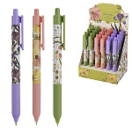 Ручка шариковая автоматическая " Bruno Visconti " Flora. Bloom flowers, синяя 0,5мм, толщина письма 0,4мм, пластиковый корпус, покрытие soft-touch, цвет корпуса - ассорти multicolor, резиновый держатель, пластиковый клип, картонный дисплей