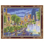 Картина алмазная " Рыжий кот " 40*50см Ночной город, на подрамнике, с полным заполнением, стразы разных форм