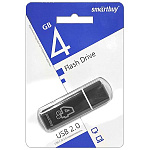Флеш-диск " SmartBuy " 4GB Glossy чёрный USB 2.0, пластик