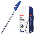 Ручка шариковая " Hatber " Bit синяя 0,7мм, толщина письма 0,35мм, чернила на маслянной основе, прозрачный корпус, с колпачком и клипом, картонная упаковка