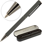 Ручка подарочная шариковая автоматическая " Bruno Visconti " Bergamo синяя 1,0мм поворотный механизм, металлический корпус, цвет корпуса - серый, наконечник - серебристый, подарочная упаковка