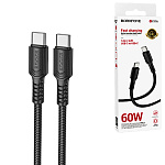 Кабель сетевой Type-C - Type-C " Borofone " BX116 Certain черный, круглый, 1м, 3,0А, PD, 60Вт, силикон