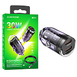 Зарядное устройство автомобильное " Borofone " BZ29 RAY, фиолетовое, 3,0А, 30W, PD, QC, FCP, AFC, Type-C, пластик, кабель Type-C - Type-C, 1м