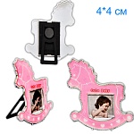 Фоторамка " KWELT " пластик,магнит+ножка Символ года- Лошадка 4*4см,серебро,глазурь