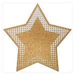 Украшение на скотче " Праздник " 410 Звезда, 196х196мм, блёстки золотые в лаке, вспененный скотч