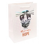 Пакет бумажный " Миленд " 18*24*10см Dream cards Все что нужно - надежда, ламинированный, тиснение фольгой